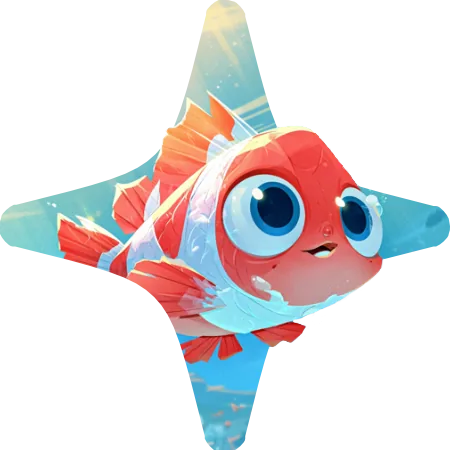 Splash the fish inside a star, one of Sparkle's learning companions